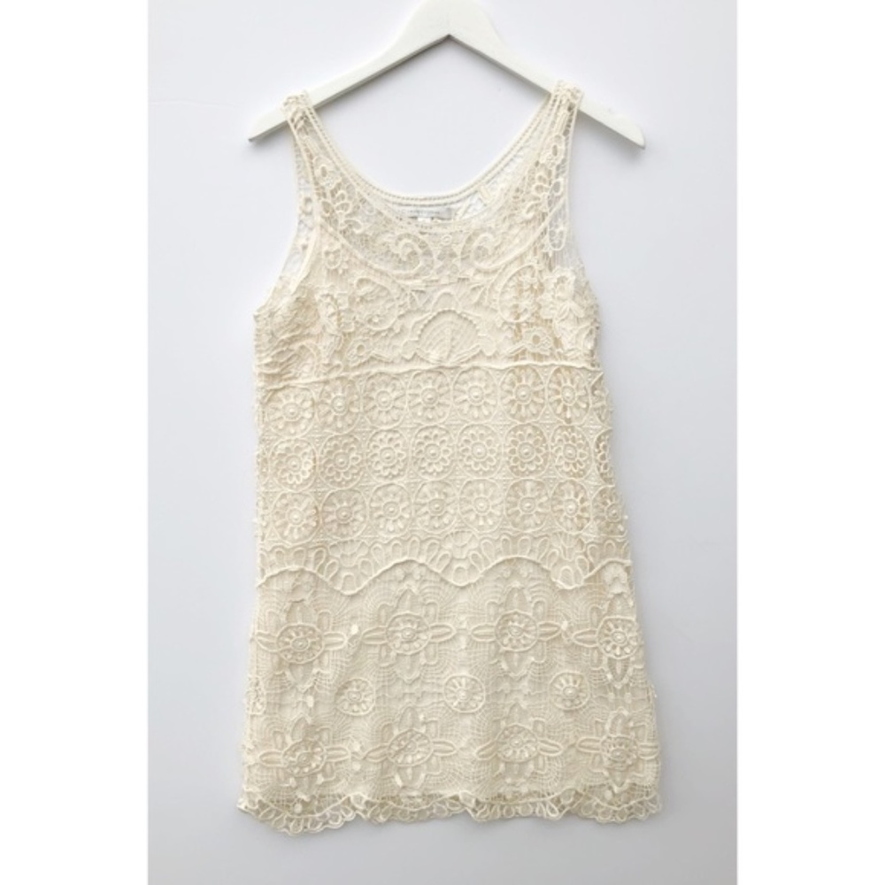 Lauren Conrad cream crocheted shift dress